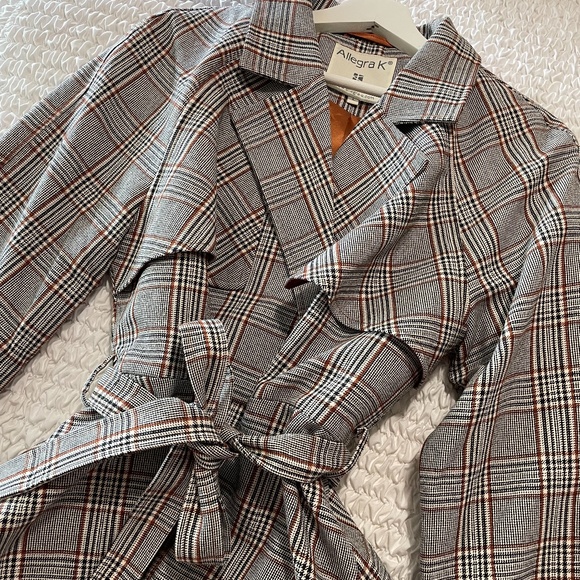 Allegra K - Plaid Jacket/Blazer Button Belted - L - Picture 15 of 16